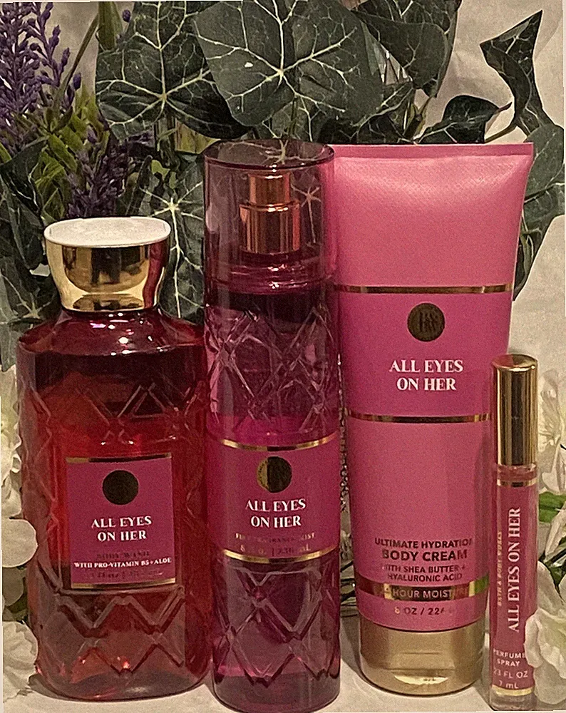 Bath & Body Works All Eyes On Her 4pc Gift Set, Full Sz w/ Trav EDP Perfume New