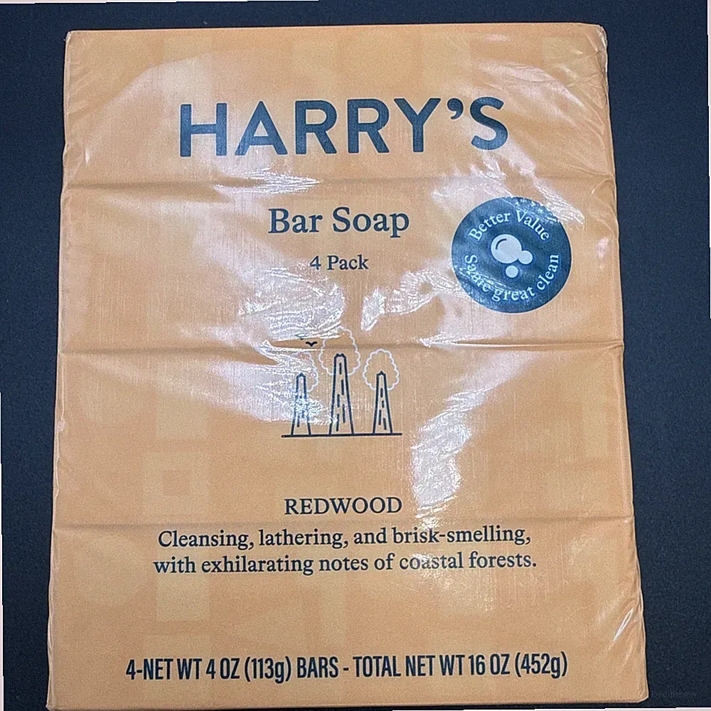 Harry's Foaming Bar Soap 4oz Pack of 4 Redwood Scent Sulfate Free Body Cleanser