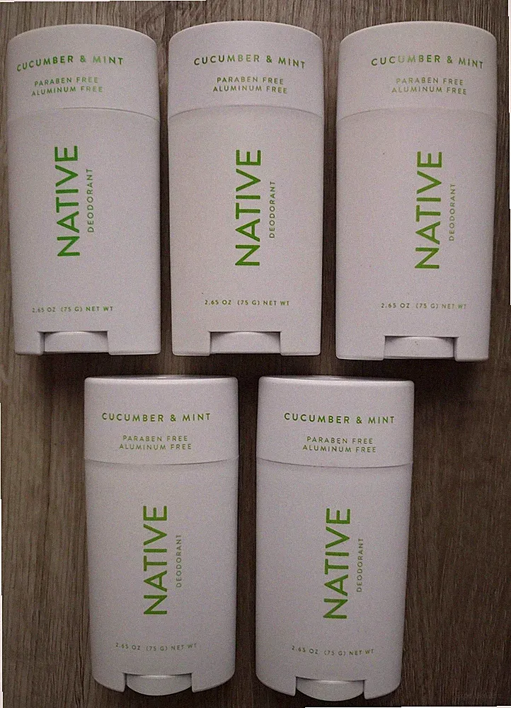 Native Deodorant Cucumber & Mint Scent 2.65 oz - 5 PACK NEW SHIPS FAST