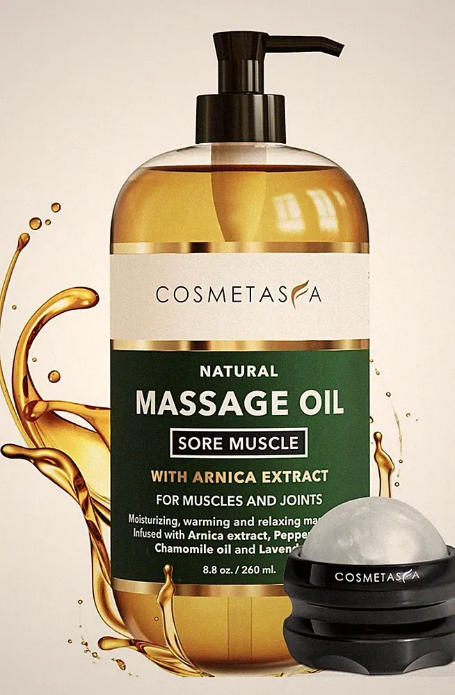 Natural Massage Oil With Roller Ball - Great For Sore Muscles And Joints